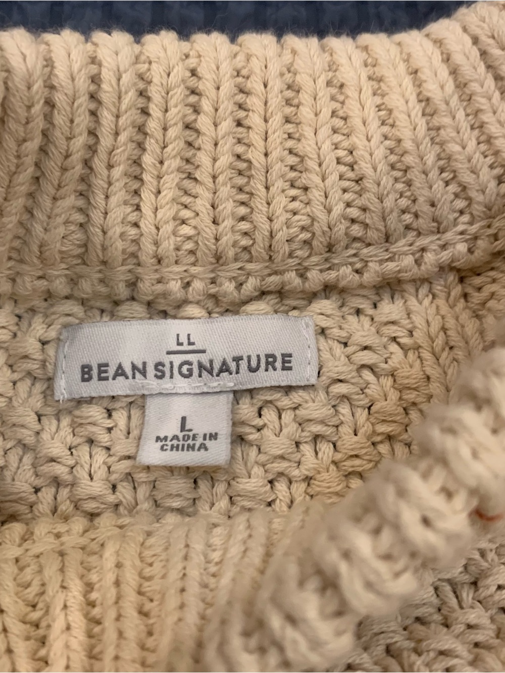L.L.Bean Signature Cotton Fisherman Sweater Cable Knit size L Women’s - Picture 5 of 14